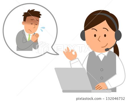 A woman working at a call center for resignation agents 132046732