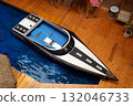 Overhead Shot of a Speedboat on Water                       132046733