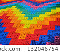 Abstract Rainbow Pattern made of building blocks plastic 132046754