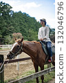 Horseback riding, woman riding, middle-aged, Japanese, horse, hobby, ranch, leisure, 40s 132046796