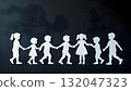 Colorful paper cut of kids holding hands, celebrating joy, diversity, and love on International Children's Day 132047323