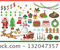 Cute Christmas illustration material set 132047357