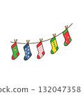 Illustration of Christmas stockings hanging 132047358