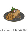 Buche de Noel on a plate 132047365