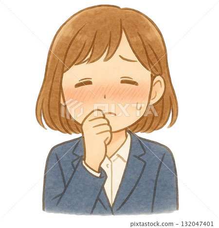 [Business] Illustration of a shy woman in a suit 132047401