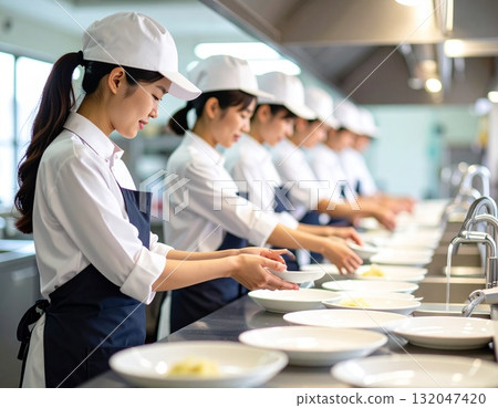 Staff working in the kitchen 132047420