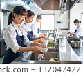Women washing dishes in the kitchen 132047422