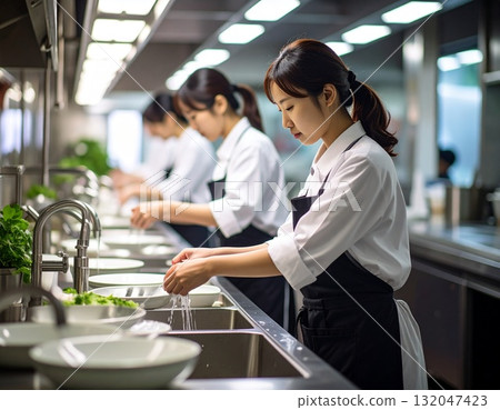 Women washing ingredients 132047423