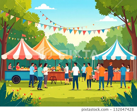 Illustration of people enjoying the outdoors 132047428