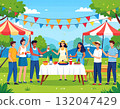 Illustration of a group enjoying the outdoors 132047429