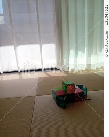 Block works made by children in a room with tatami mats Block works made by children in a room with tatami mats 132047522