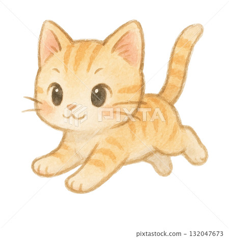 一隻奔跑的小貓的插圖 一隻奔跑的小貓的插圖 132047673