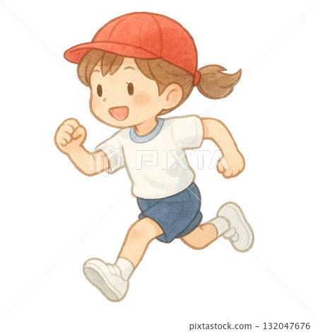 【運動會】奔跑的女孩插畫 132047676