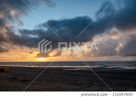 Nieuwpoort, West-Vlaanderen, Belgium, September 13th, 2025, Experience a Serene Beach Sunset Nieuwpoort, West-Vlaanderen, Belgium, September 13th, 2025, Experience a Serene Beach Sunset 132047695