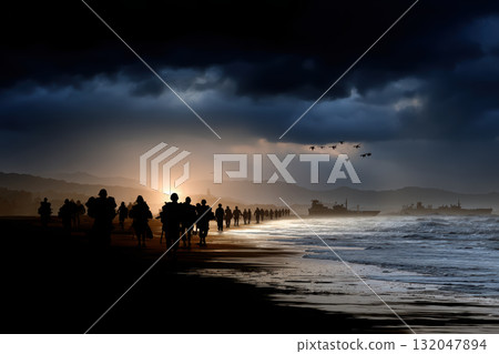 Refugees navigating chaotic terrain under military watch 132047894