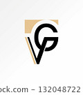 Logo design graphic concept creative premium vector stock image top sell initial VG or GV font connected top down stylish brand digital fashion sport 132048722