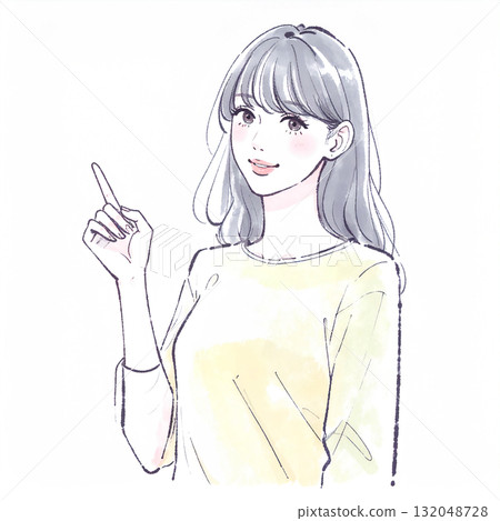 Watercolor and hand-drawn illustration material of women and girls 132048728