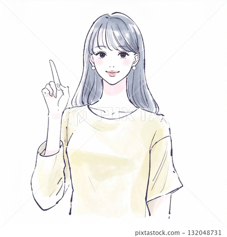 婦女和女孩的水彩和手繪插圖素材 132048731