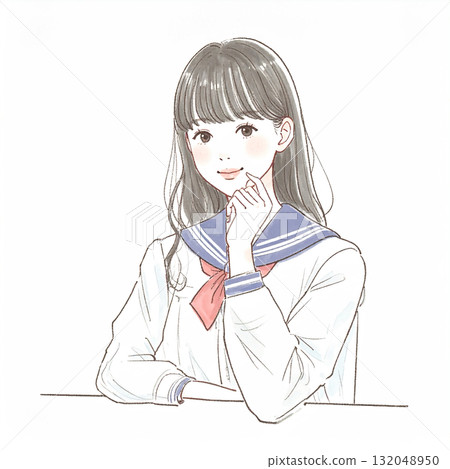 婦女和女孩的水彩和手繪插圖素材 132048950