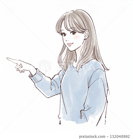 婦女和女孩的水彩和手繪插圖素材 132048992