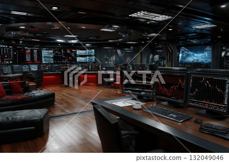 High-tech space with holographic economic data High-tech space with holographic economic data 132049046