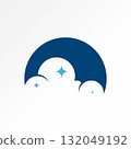 Logo design graphic concept creative premium vector stock image top sell moon clouds stars night weather landscape astronomy cosmic lunar winter dream 132049192