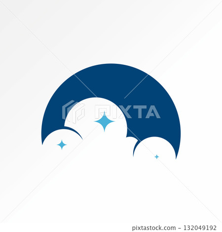Logo design graphic concept creative premium vector stock image top sell moon clouds stars night weather landscape astronomy cosmic lunar winter dream 132049192