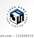 Logo design graphic concept creative premium vector stock image top sell initial JPS or PJS font on hexagon box negative space visual innovation style 132049219