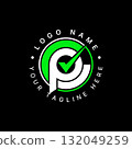 Logo design graphic concept creative premium vector stock image top sell initial CP or PC font checklist check point report service business control 132049259