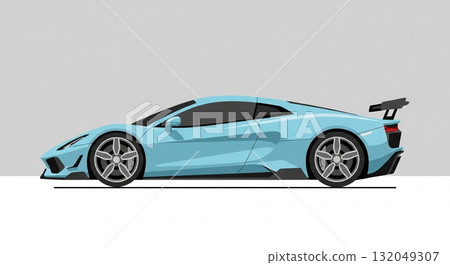 酷炫的淺藍色超級跑車，充滿未來感 132049307