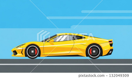 A dynamic yellow supercar A dynamic yellow supercar 132049309