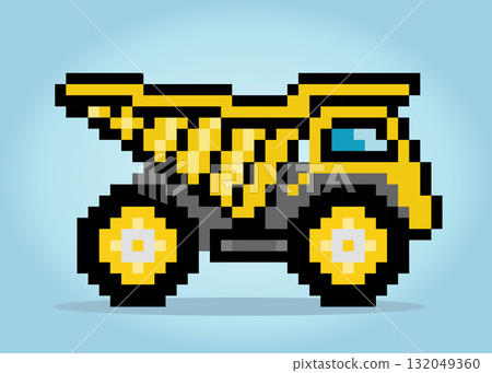 8 bit Pixel big truck. Car pixels in Vector illustration for game asset or cross stitch pattern. 132049360
