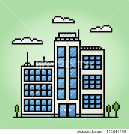 8-bit pixel icon high building in vector illustrations for game assets and web icons 8-bit pixel icon high building in vector illustrations for game assets and web icons 132049369