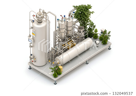 Industrial Equipment for Chemical Processing with Greenery and Modern Design Aesthetics 132049537