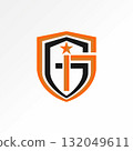 Logo design graphic concept creative premium vector stock image top sell initial G GI GGI font on badge guard star tech protection strong sport studio 132049611