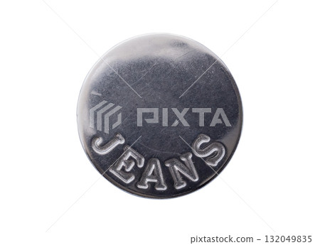 Old metal jeans button isolated on white background Old metal jeans button isolated on white background 132049835