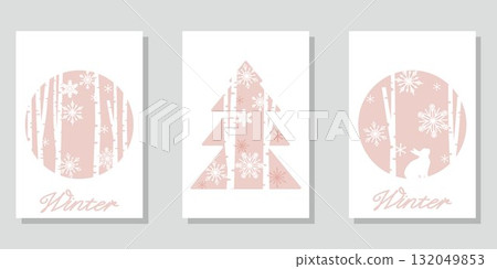 Winter holiday decoration frame, snowy winter illustration Winter holiday decoration frame, snowy winter illustration 132049853