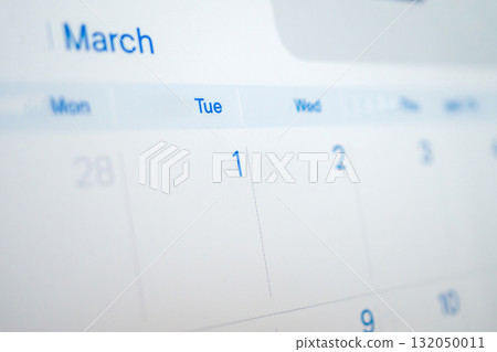 March calendar page with months and dates business planning appointment meeting concept 132050011