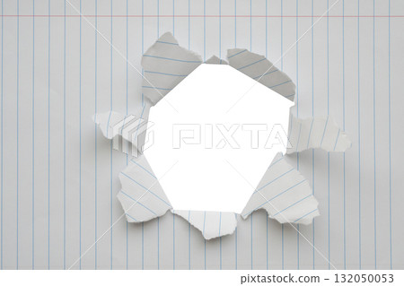 Torn ripped paper hole isolated on white background Torn ripped paper hole isolated on white background 132050053