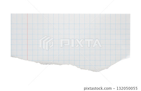 piece of lined graph paper tear isolated on white background piece of lined graph paper tear isolated on white background 132050055