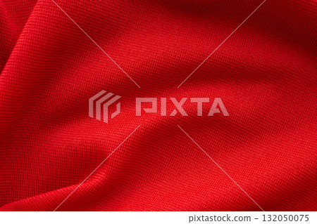 Red sports clothing fabric football shirt jersey texture close up 132050075