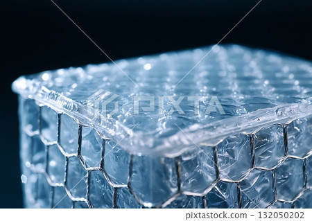 Transparent Hexagonal Mesh Structure with Bubbles for Abstract Background or Design Projects Transparent Hexagonal Mesh Structure with Bubbles for Abstract Background or Design Projects 132050202