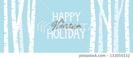 Snow scene in the forest, winter holiday illustration background 132050332