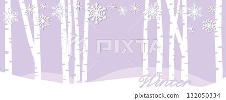 森林中的雪景，寒假插畫背景 132050334