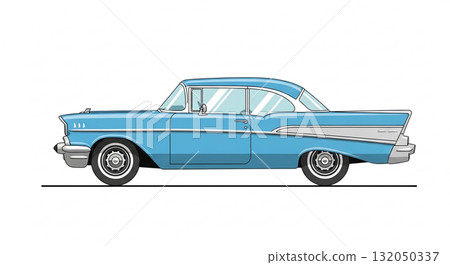 A vintage American car running gracefully 132050337