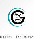Logo design graphic concept creative premium vector stock image top sell initial G font gorilla face angry negative space predator danger strong ape 132050352