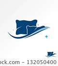 Logo design graphic concept creative premium vector stock image top sell two sleeping pillow wave and night stars hotel to relaxation bed dream night 132050400