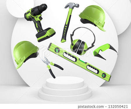 Abstract scene or podium for product showcase on monochrome background. Abstract scene or podium for product showcase on monochrome background. 132050421