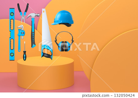 Abstract scene or podium for product showcase on monochrome background. Abstract scene or podium for product showcase on monochrome background. 132050424