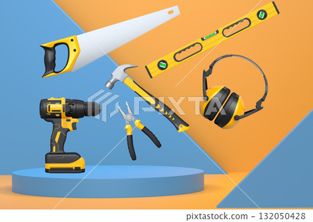 Abstract scene or podium for product showcase on monochrome background. Abstract scene or podium for product showcase on monochrome background. 132050428